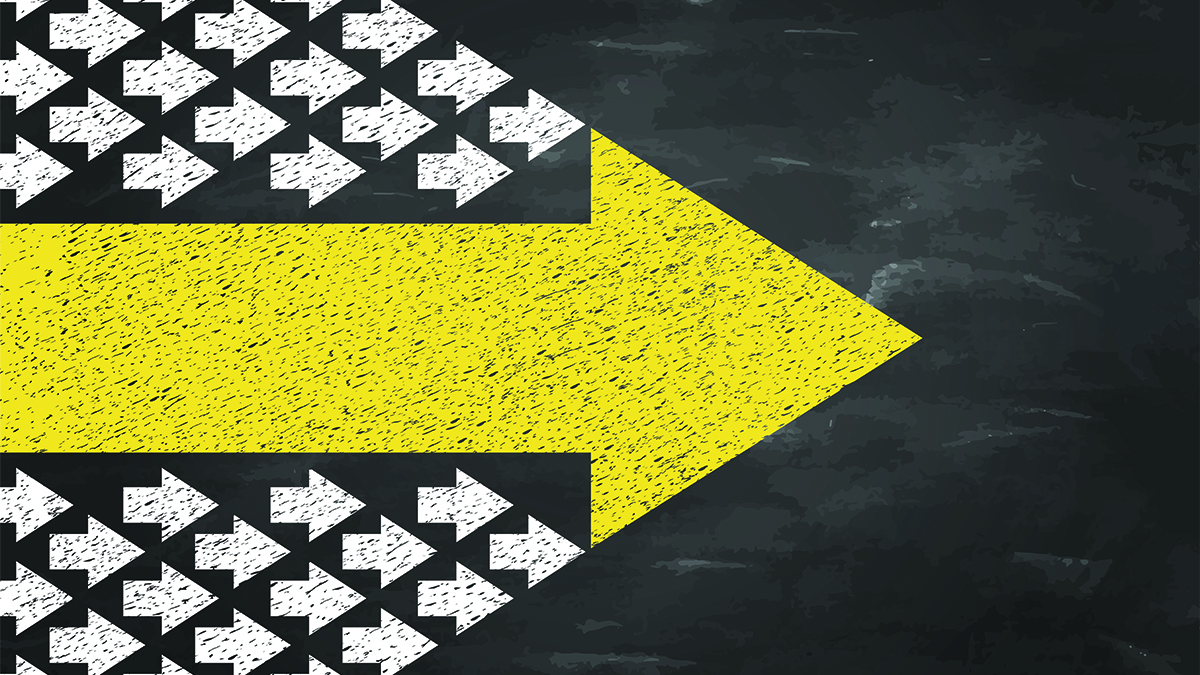 Leadership Concepts with Arrows on Blackboad Background