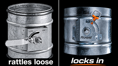 Side-by-side comparison of a damper that rattles loose and one that locks in.