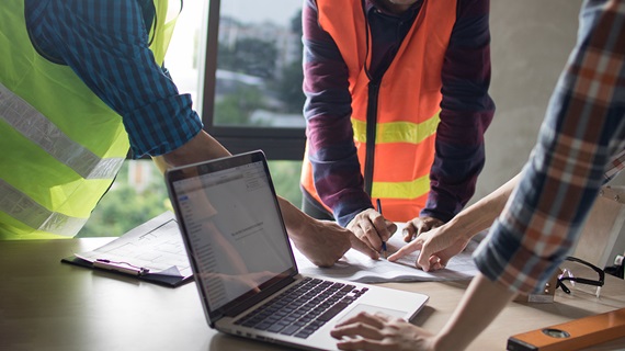 Team of engineer planning and working