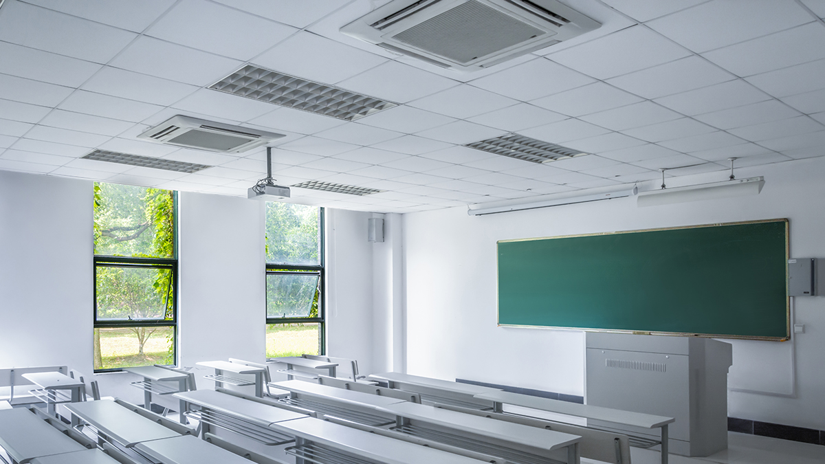 Unattended classroom interior