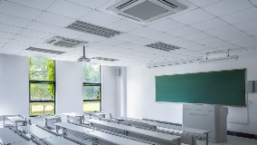 Unattended classroom interior