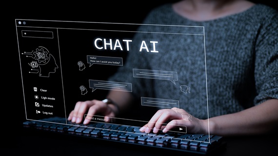 Woman using a computer chatting