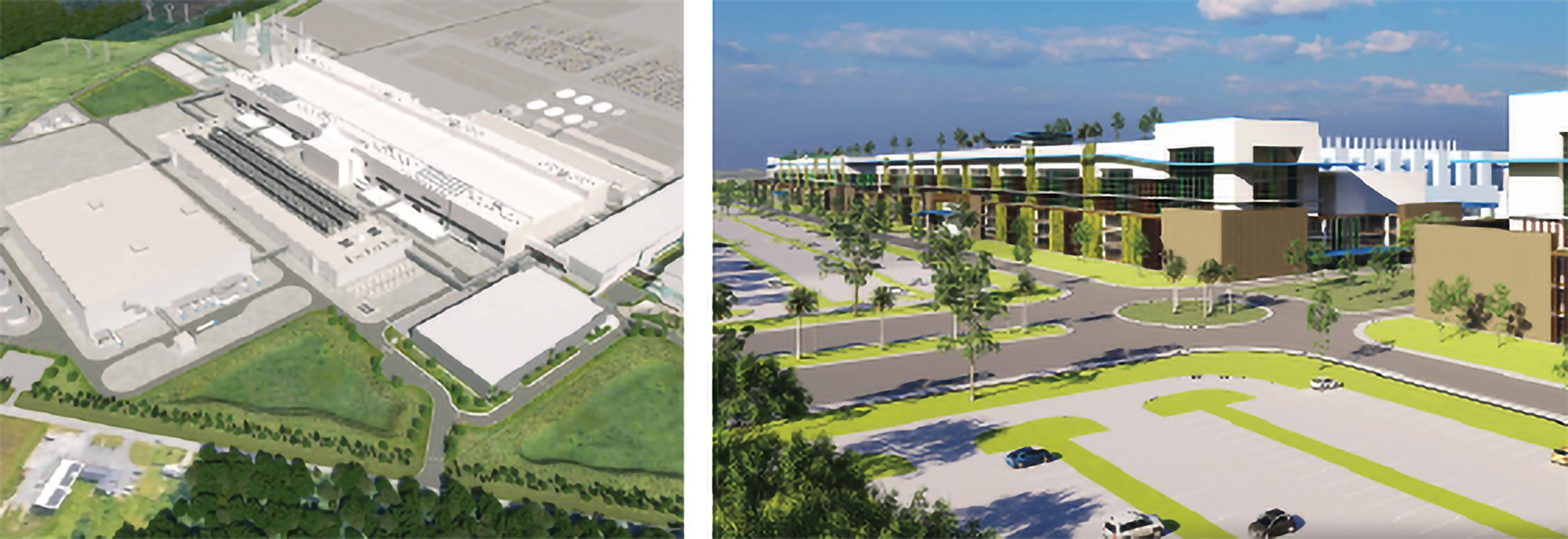 industrial2 Aerial and exterior views of a Micron manufacturing facility