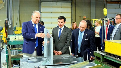 Acting U.S. Labor Secretary Keith Sonderling visits Luzerne County Community College to discuss HVAC and sheet metal trade careers.