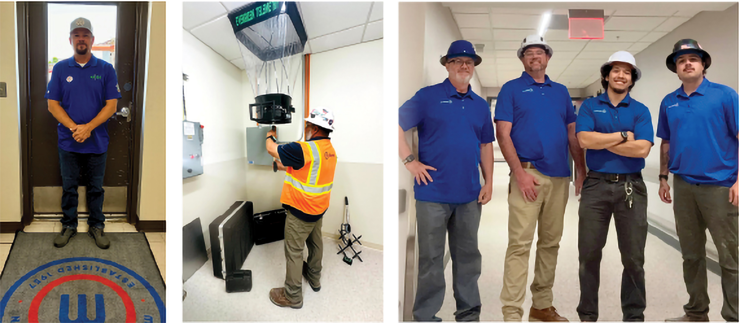 tabb2 Workers posing in hospital hallway and performing HVAC work